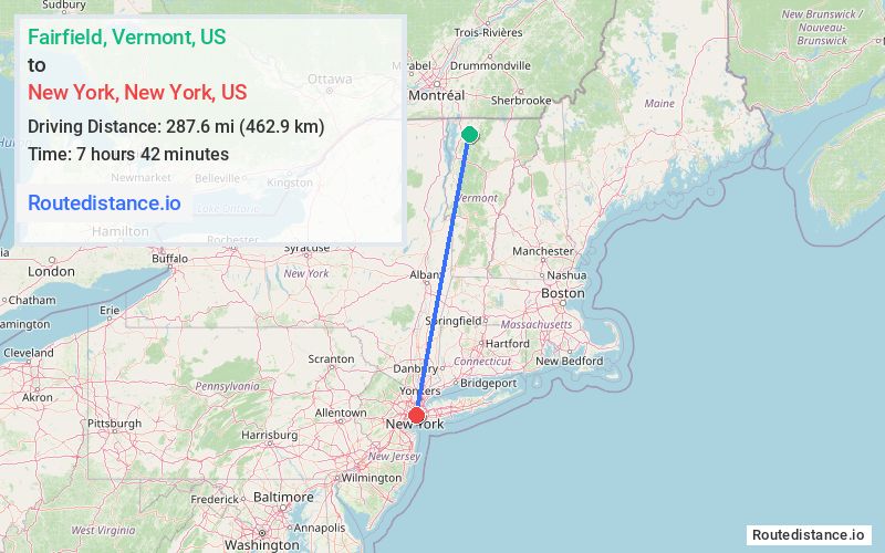 Distance from Fairfield to New York