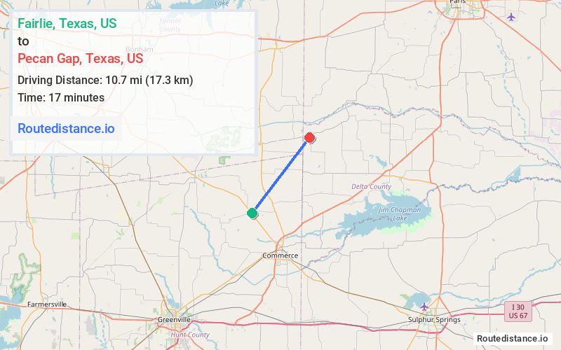 Distance from Fairlie to Pecan Gap
