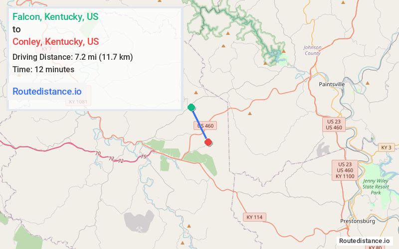 Route map from Falcon to Conley