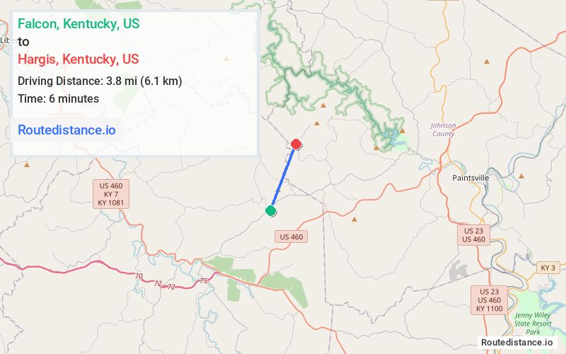 Route map from Falcon to Hargis
