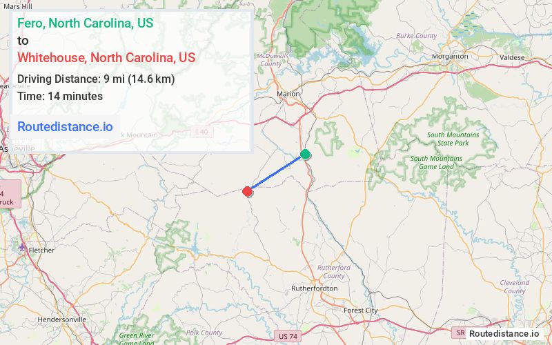 Route map from Fero to Whitehouse