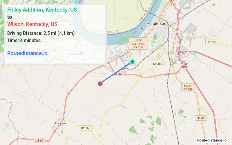 Distance from Finley Addition to Wilson