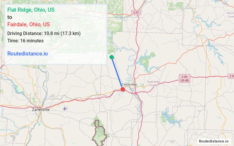 Route map from Flat Ridge to Fairdale