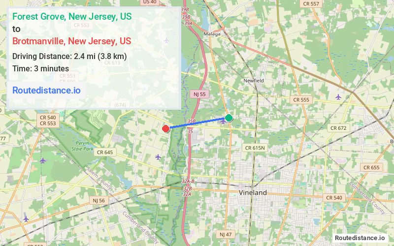 Distance from Forest Grove to Brotmanville