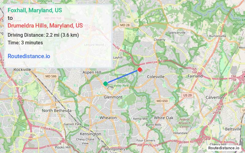Route map from Foxhall to Drumeldra Hills