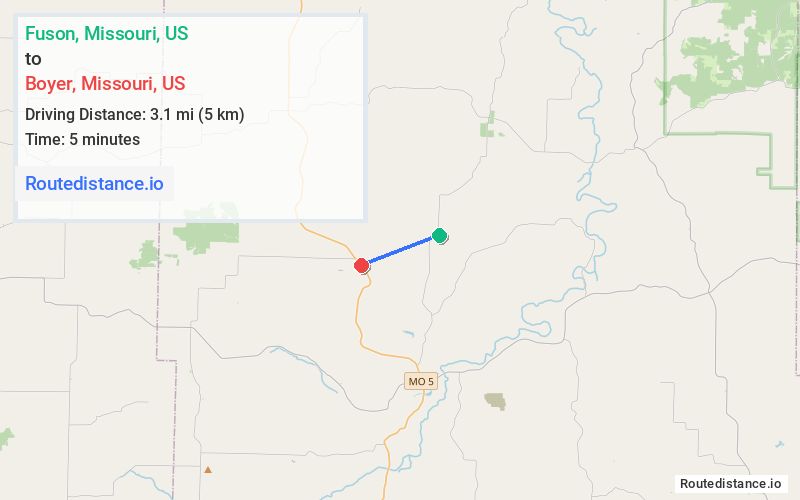 Route map from Fuson to Boyer