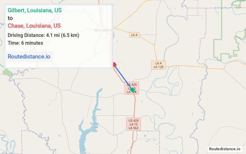Distance from Gilbert to Chase
