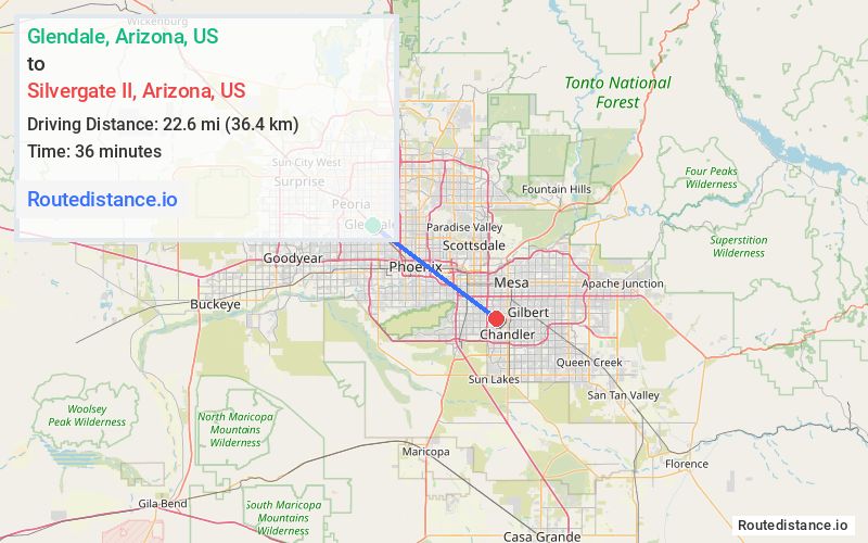 Distance from Glendale to Silvergate II