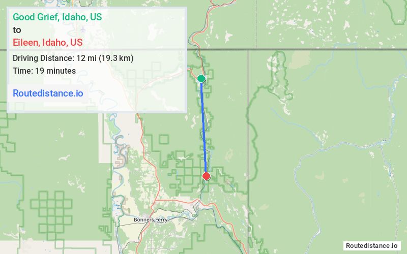 Route map from Good Grief to Eileen