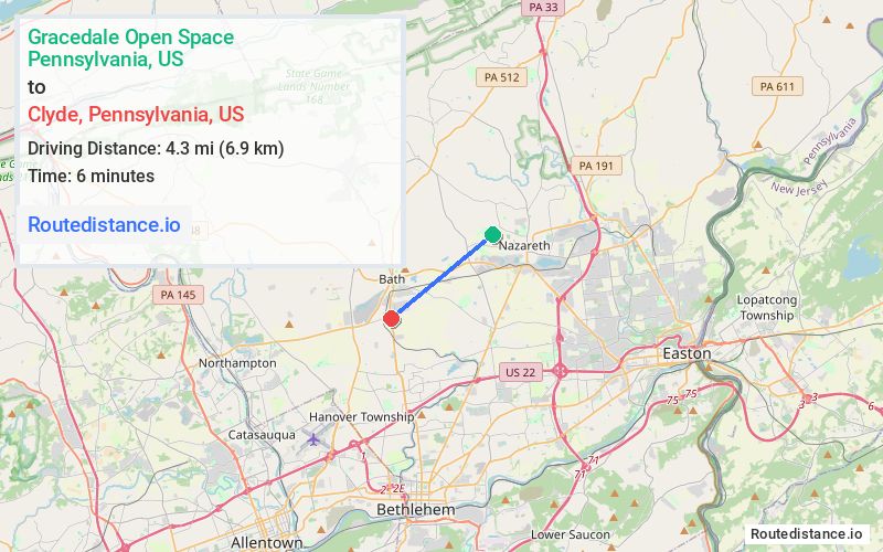 Route map from Gracedale Open Space to Clyde