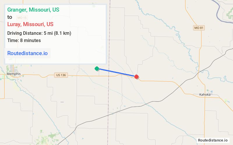 Distance from Granger to Luray