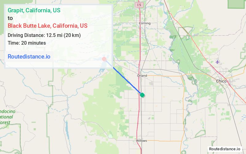 Distance from Grapit to Black Butte Lake