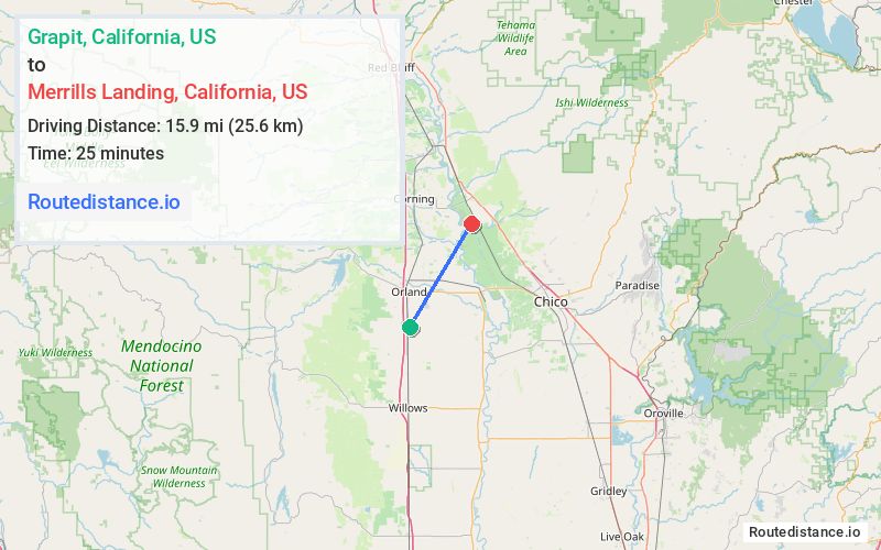 Distance from Grapit to Merrills Landing