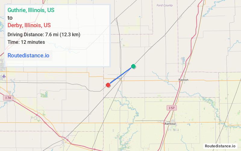 Route map from Guthrie to Derby