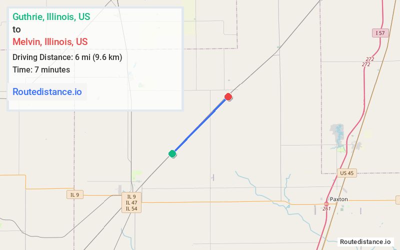 Route map from Guthrie to Melvin