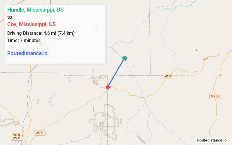 Route map from Handle to Coy