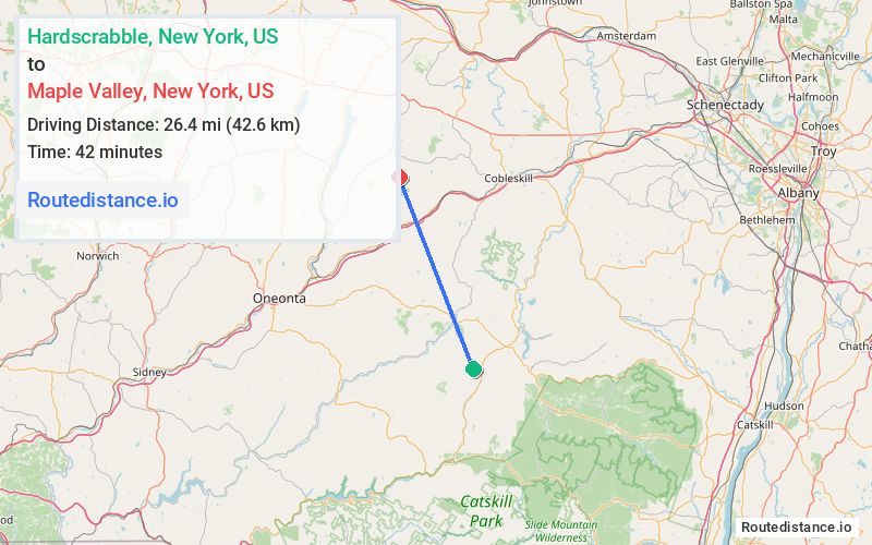 Route map from Hardscrabble to Maple Valley