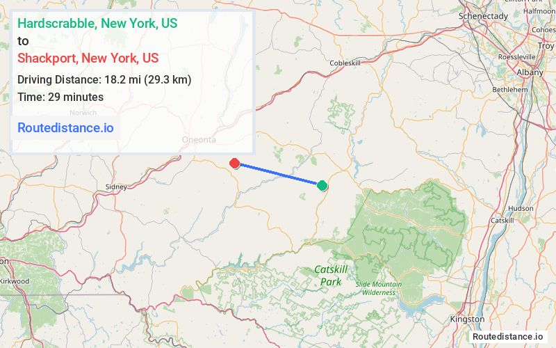 Route map from Hardscrabble to Shackport