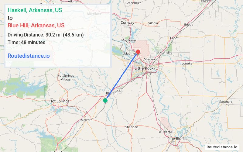 Route map from Haskell to Blue Hill