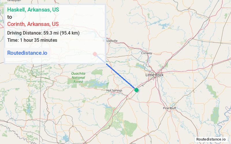 Route map from Haskell to Corinth