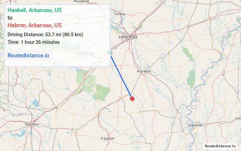 Route map from Haskell to Hebron