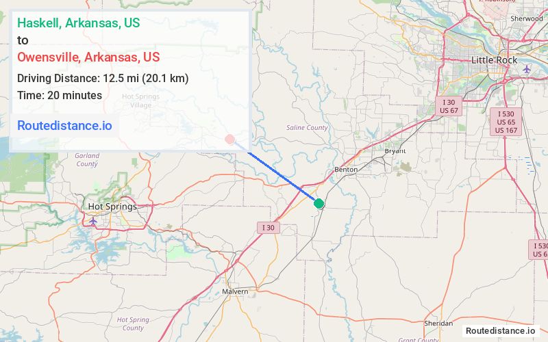 Distance from Haskell to Owensville