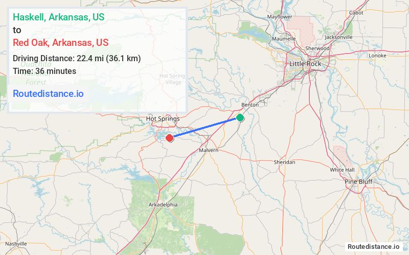 Distance from Haskell to Red Oak