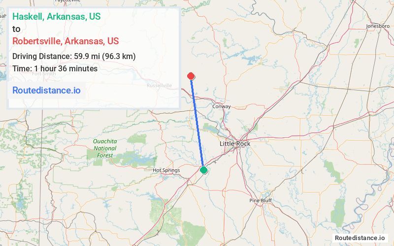 Route map from Haskell to Robertsville