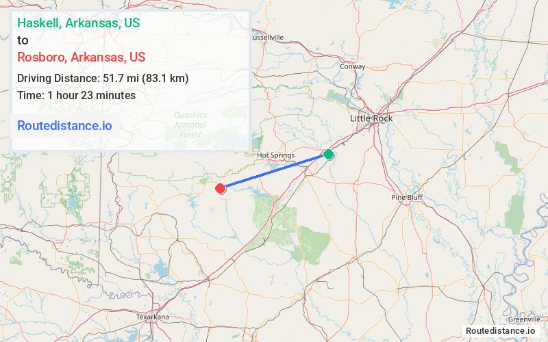 Route map from Haskell to Rosboro