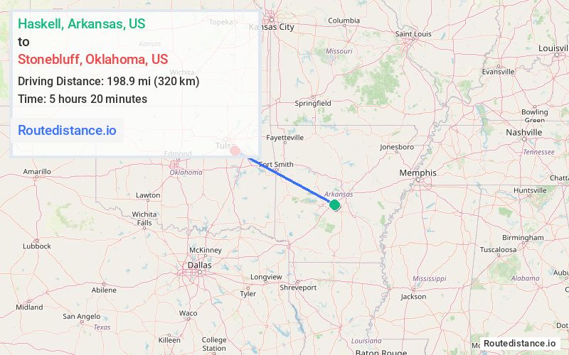Route map from Haskell to Stonebluff