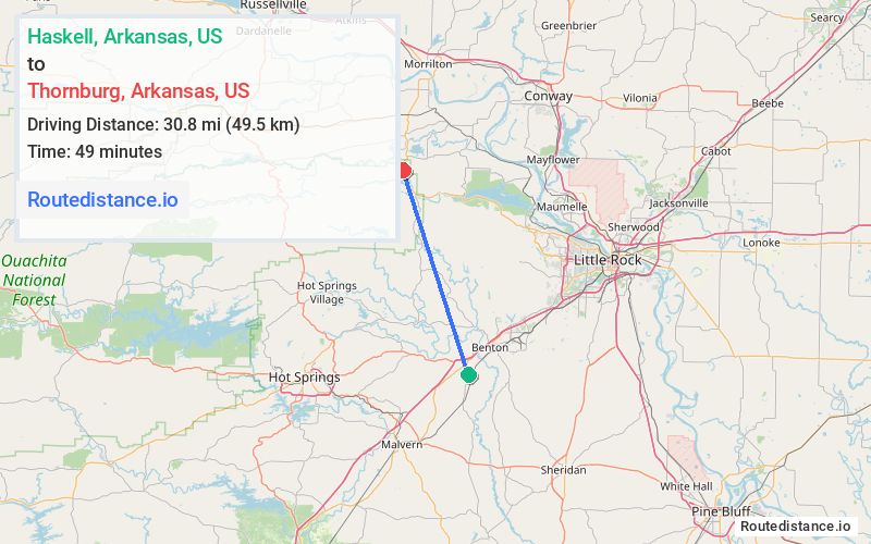 Route map from Haskell to Thornburg