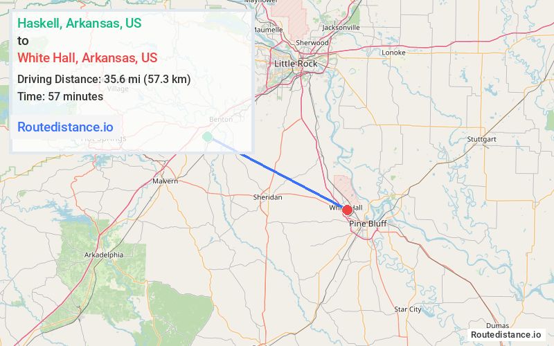 Route map from Haskell to White Hall