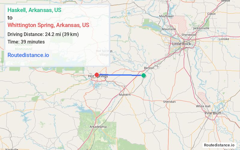 Distance from Haskell to Whittington Spring