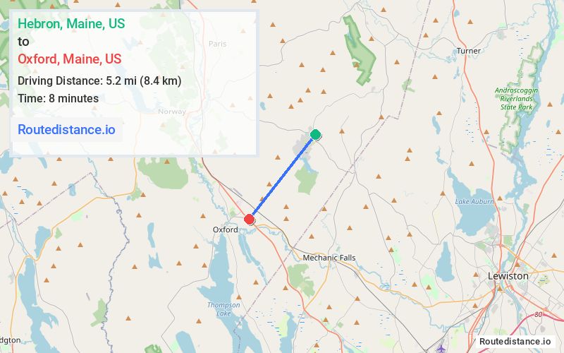 Route map from Hebron to Oxford