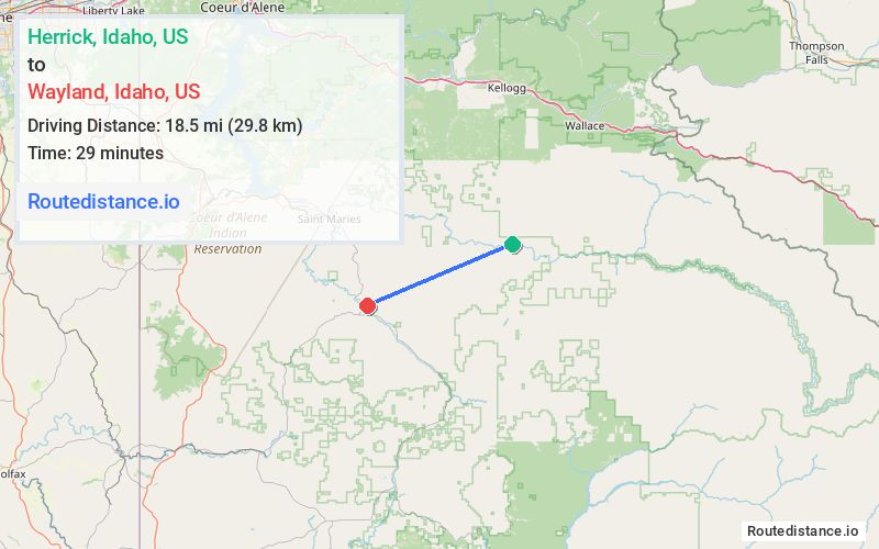 Distance from Herrick to Wayland