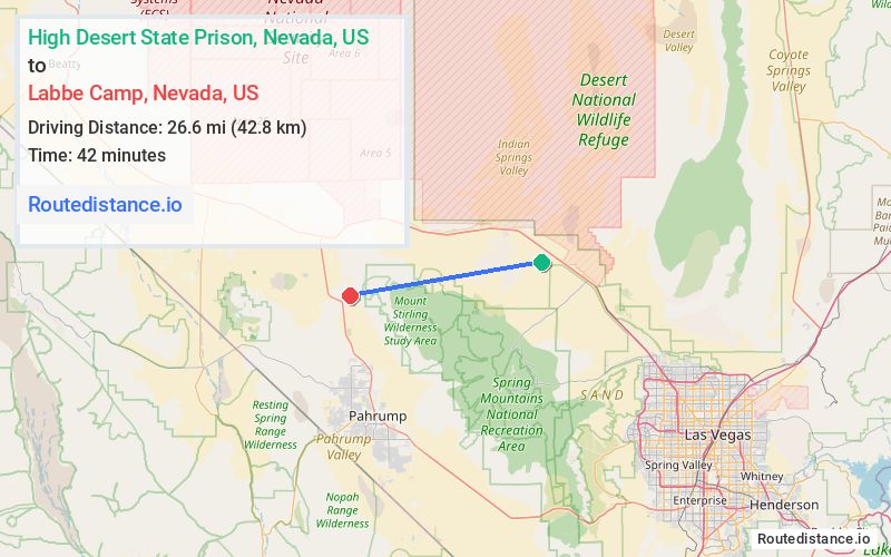 Distance from High Desert State Prison to Labbe Camp