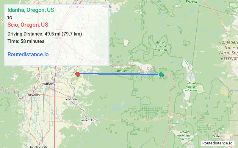 Distance from Idanha to Scio