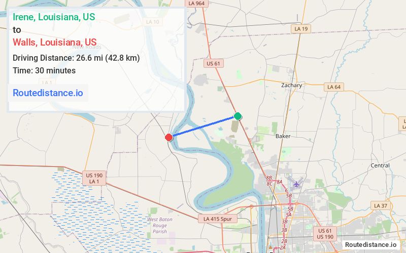 Route map from Irene to Walls