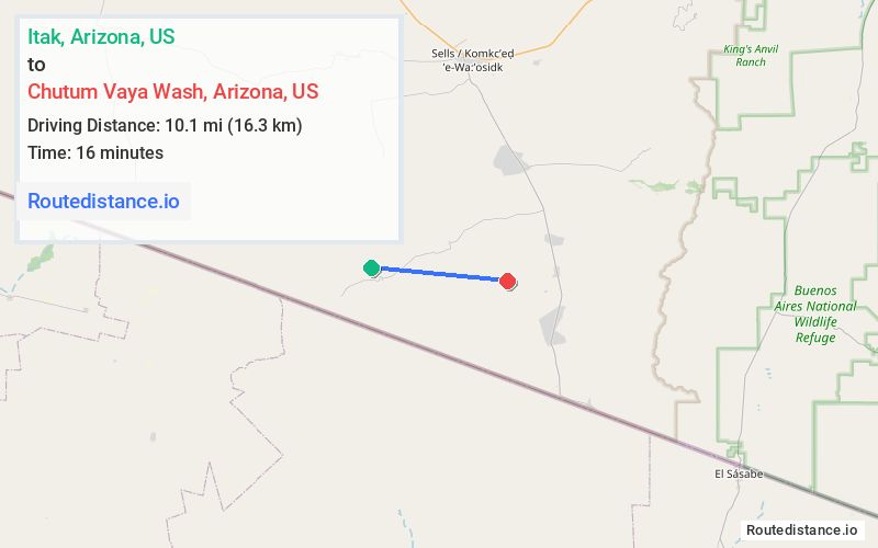 Route map from Itak to Chutum Vaya Wash