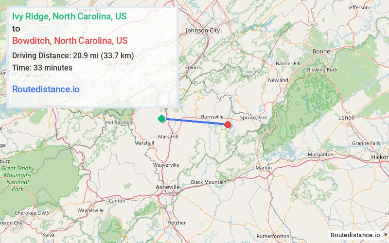 Distance from Ivy Ridge to Bowditch