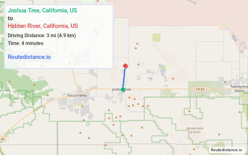 Distance from Joshua Tree to Hidden River