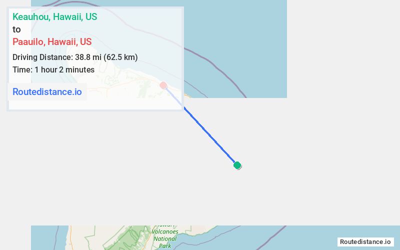 Distance from Keauhou to Paauilo