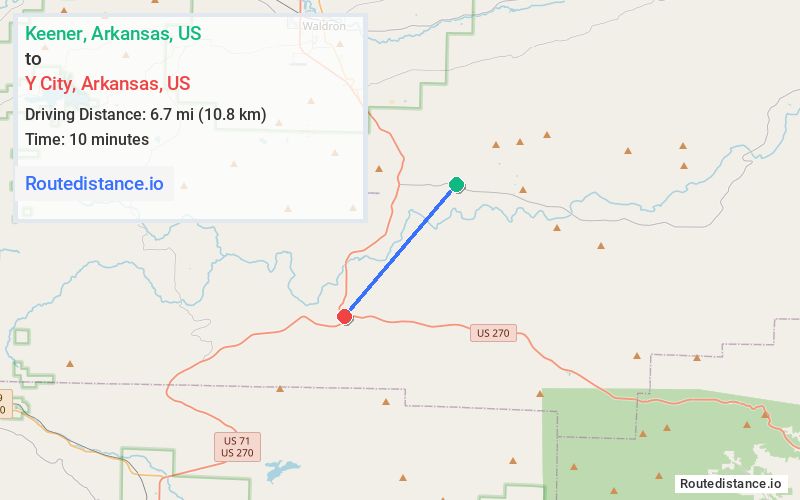 Route map from Keener to Y City