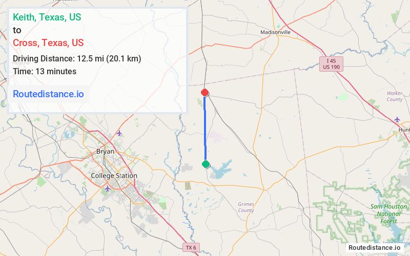 Route map from Keith to Cross