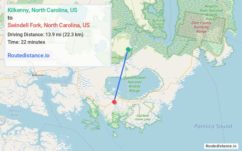 Route map from Kilkenny to Swindell Fork