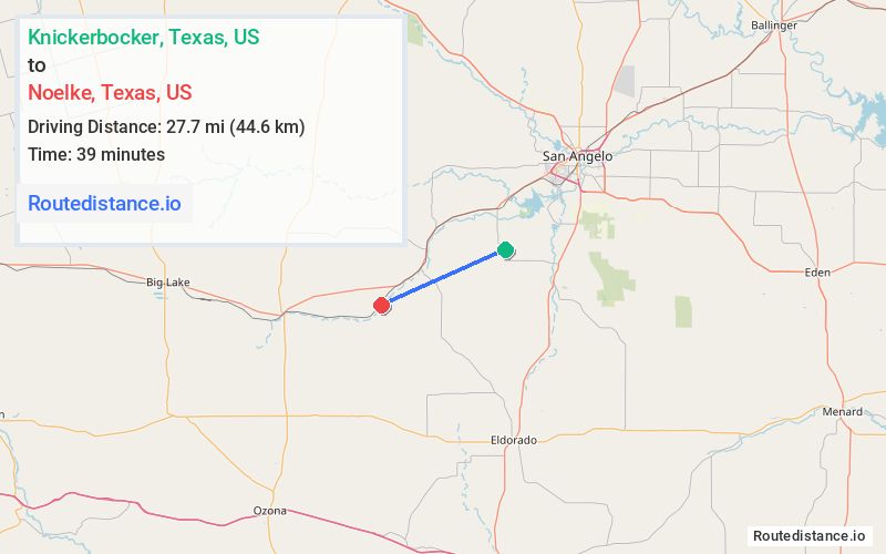Route map from Knickerbocker to Noelke