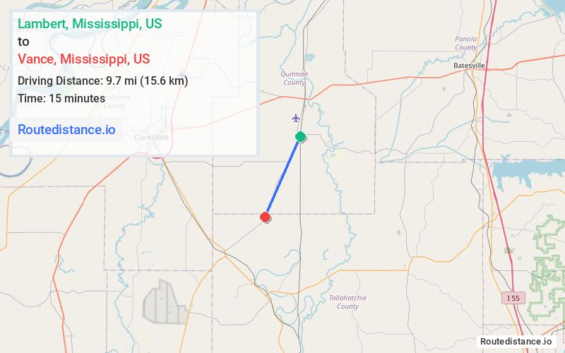 Distance from Lambert to Vance