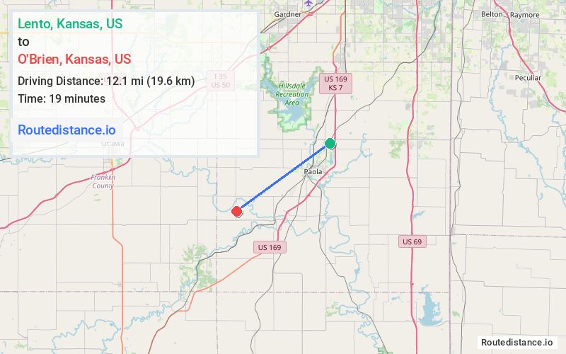 Distance from Lento to O'Brien