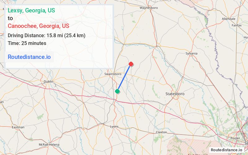 Distance from Lexsy to Canoochee