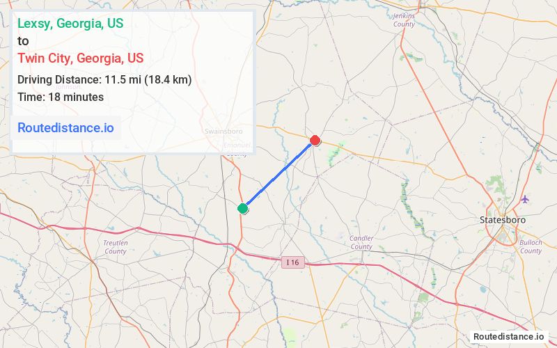 Route map from Lexsy to Twin City